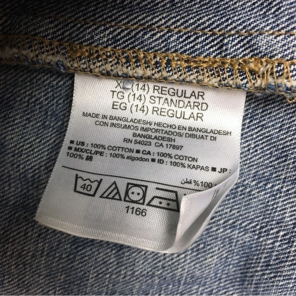 OLD NAVY Girl’s Denim Jean Vest Medium Wash 100% Cotton Western Size XL (14)